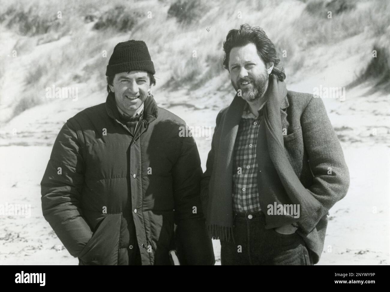 Schottischer Filmregisseur Bill Forsyth und Produzent David Puttnam, USA 1983 Stockfoto