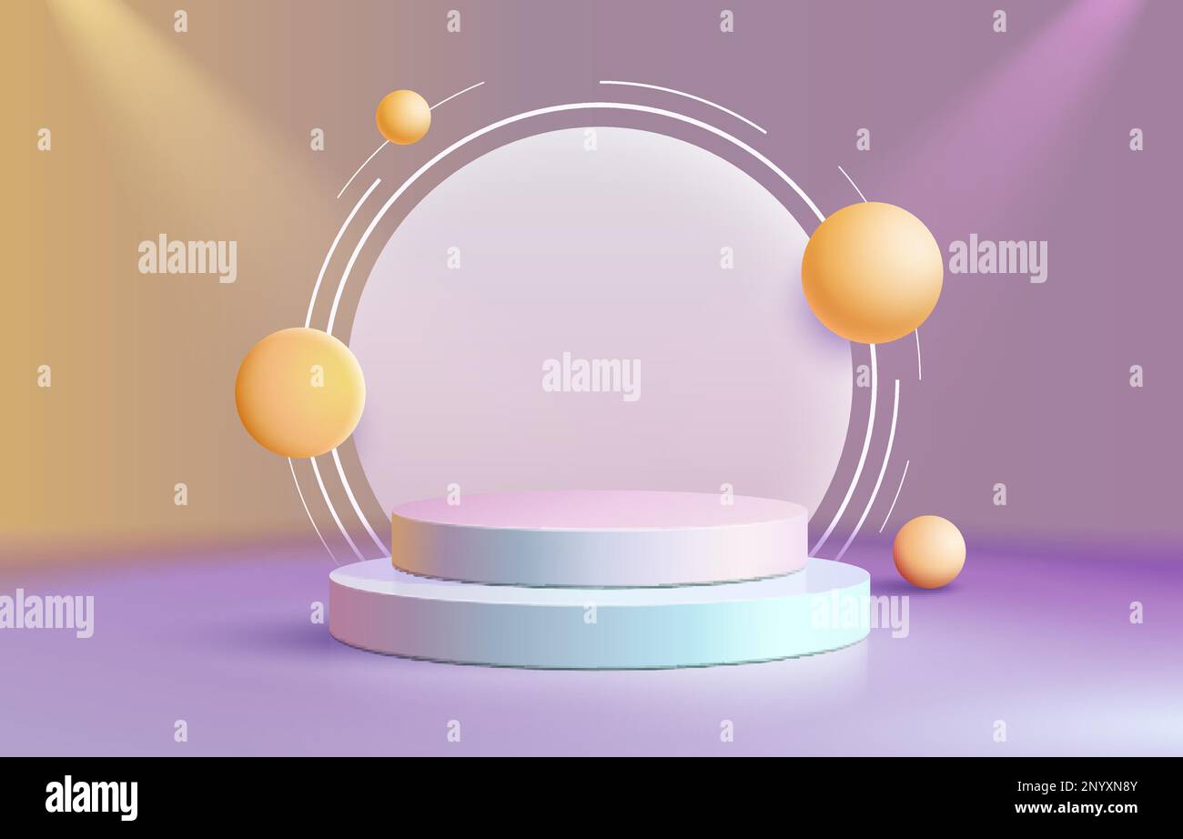 Minimalistisches Podium mit Beleuchtung, Podiumszene mit for Award, Hintergrund mit Dekorelementen. Vektordarstellung Stock Vektor