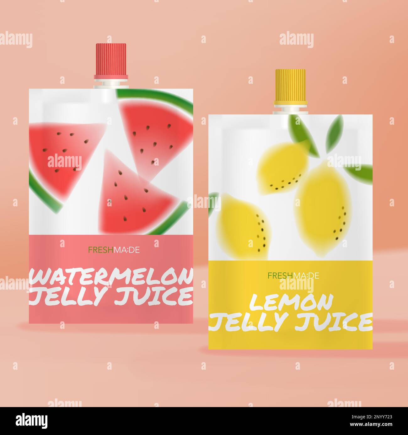 Abbildung: Vector Watermelon und Limonade Juice Jelly Pouch oder Sachet Pack Stock Vektor