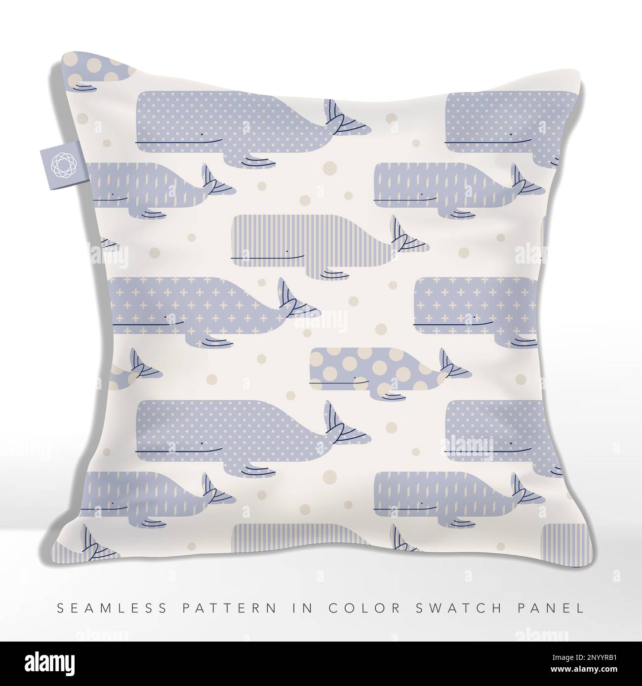 Vektorfarben in Pastelltönen Minimal Sea Life Whale Seamless Pattern für Kinder- und Babygewebe oder Geschenkpapierdruck. Stock Vektor