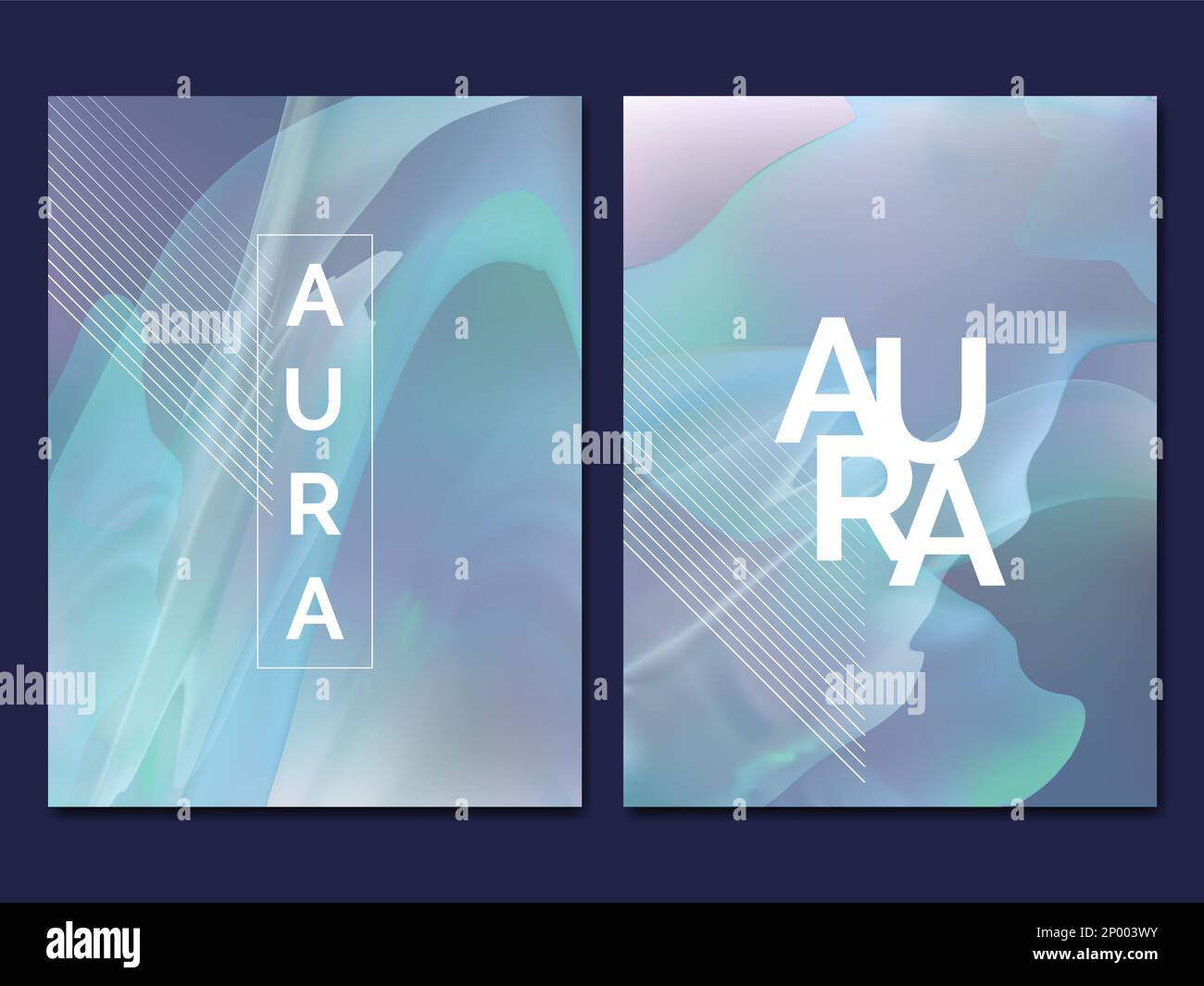 Vektor Minimaler abstrakter Rauch oder Aura-Effekt Hintergrund, Karte, Buchumschlag oder Postervorlage in Mint-, Blau- und Violett-Farben. Stock Vektor