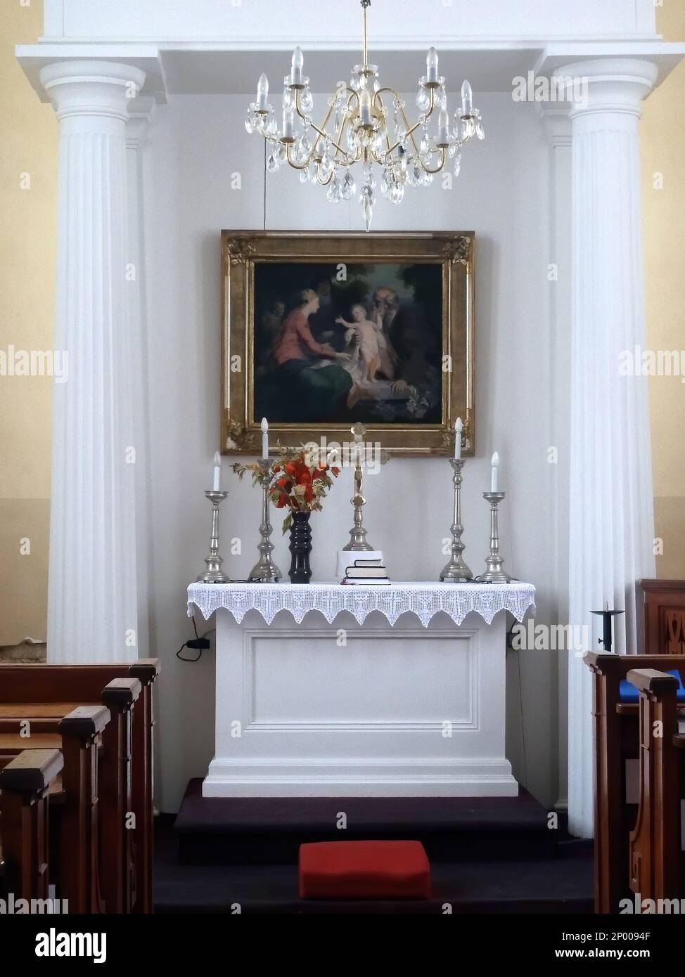 Altar, Evangelische Kirche, Starý Smokovec, Ótátrafüred, Slowakische Republik, Europa Stockfoto