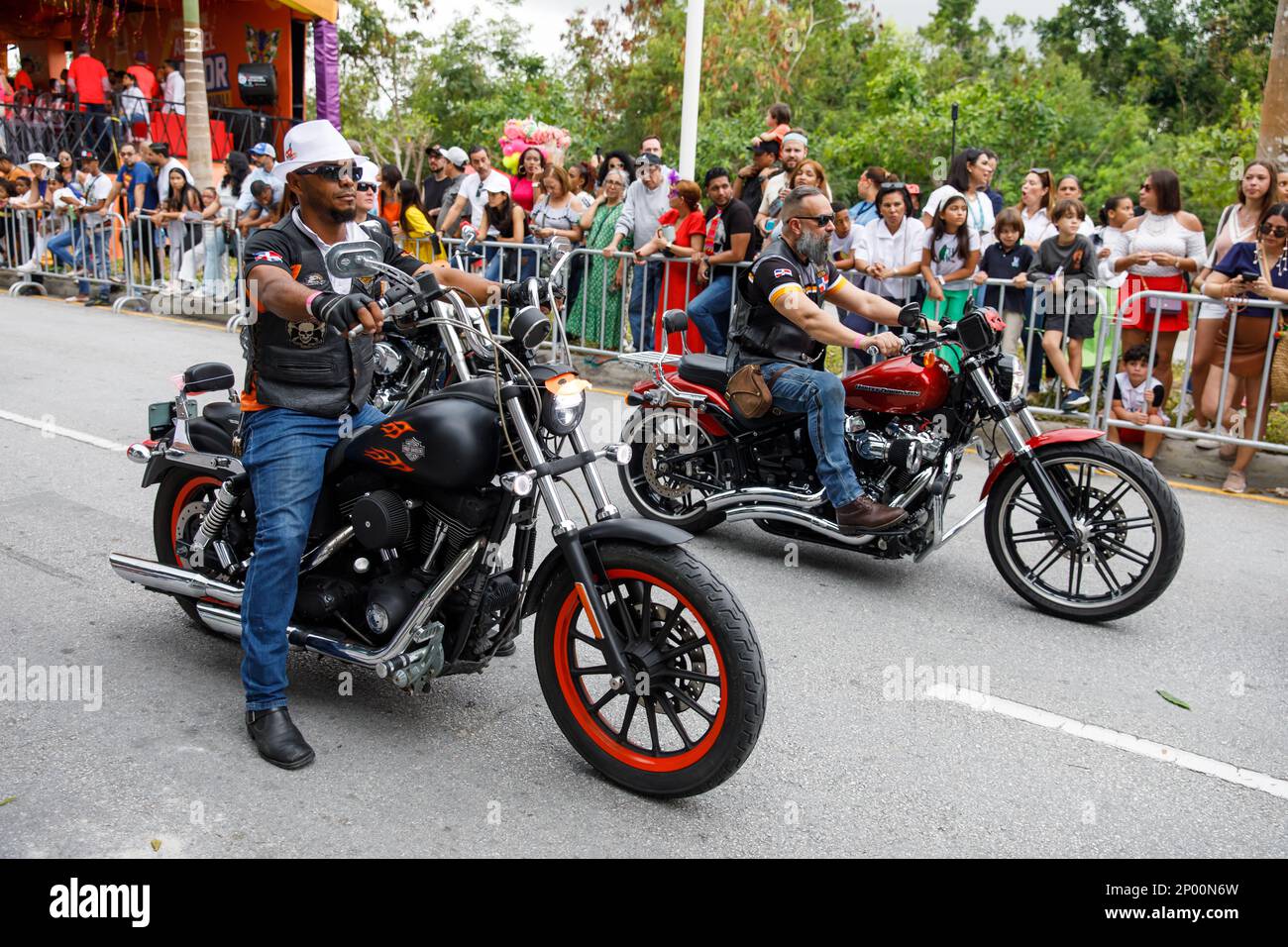 02.04.2023 Dominikanische Republik Punta Cana Jährlicher Karneval. Biker Stockfoto