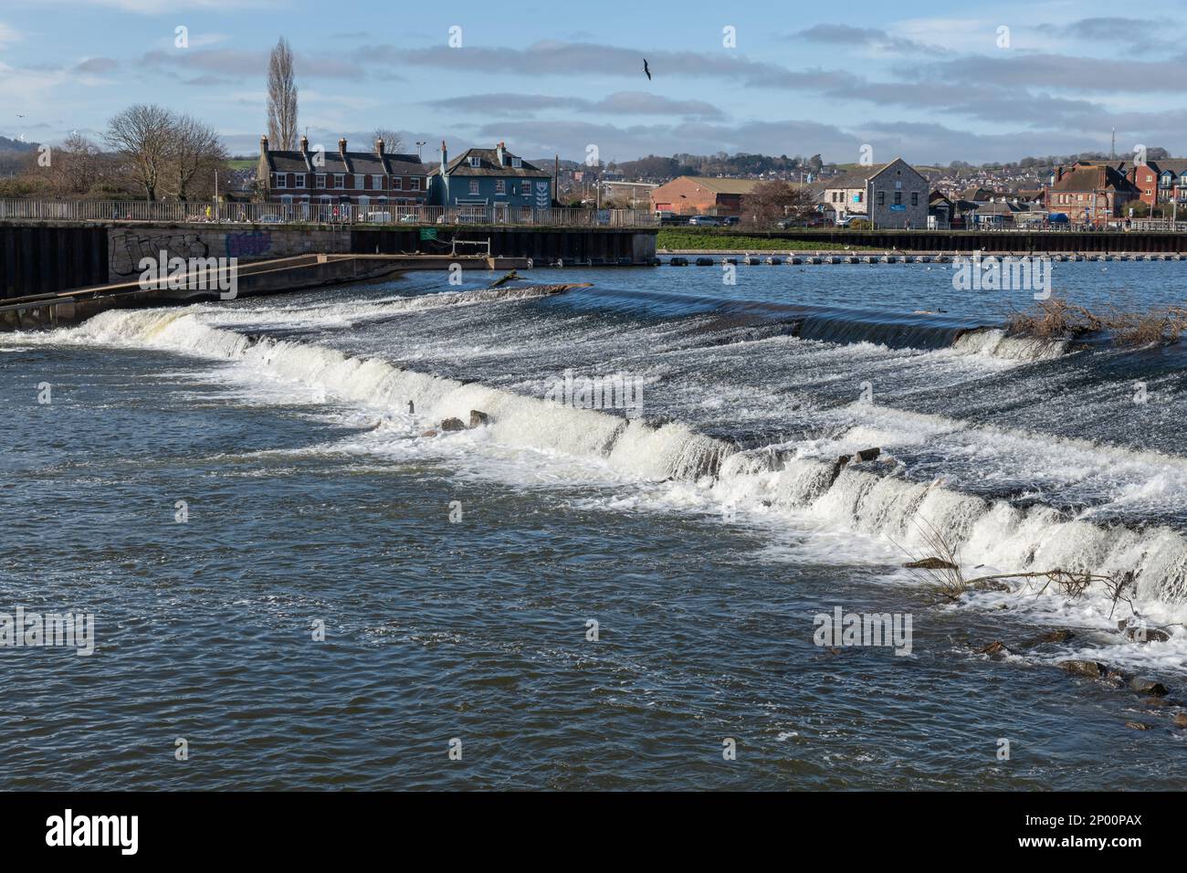 Trews Wehr im Fluss exe in Exeter Stockfoto