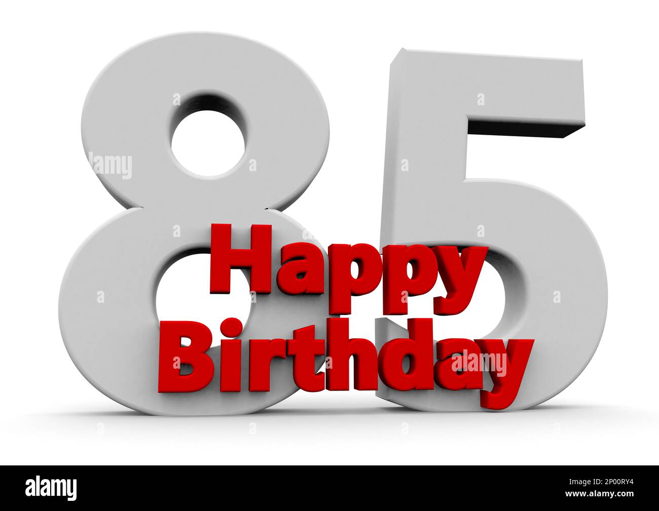 Eine große weiße Zahl mit rotem Happy Birthday davor Stockfoto Eine große weiße Zahl mit rotem Happy Birthday davor Stockfoto