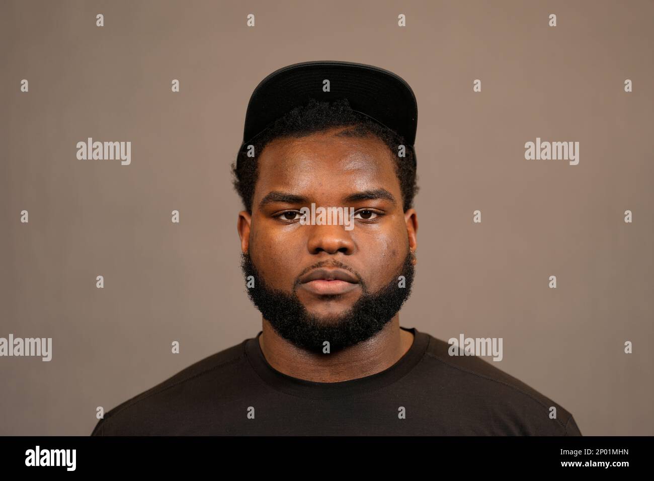 Arkansas Pinebluff offensive lineman Mark Evans II poses for a portrait