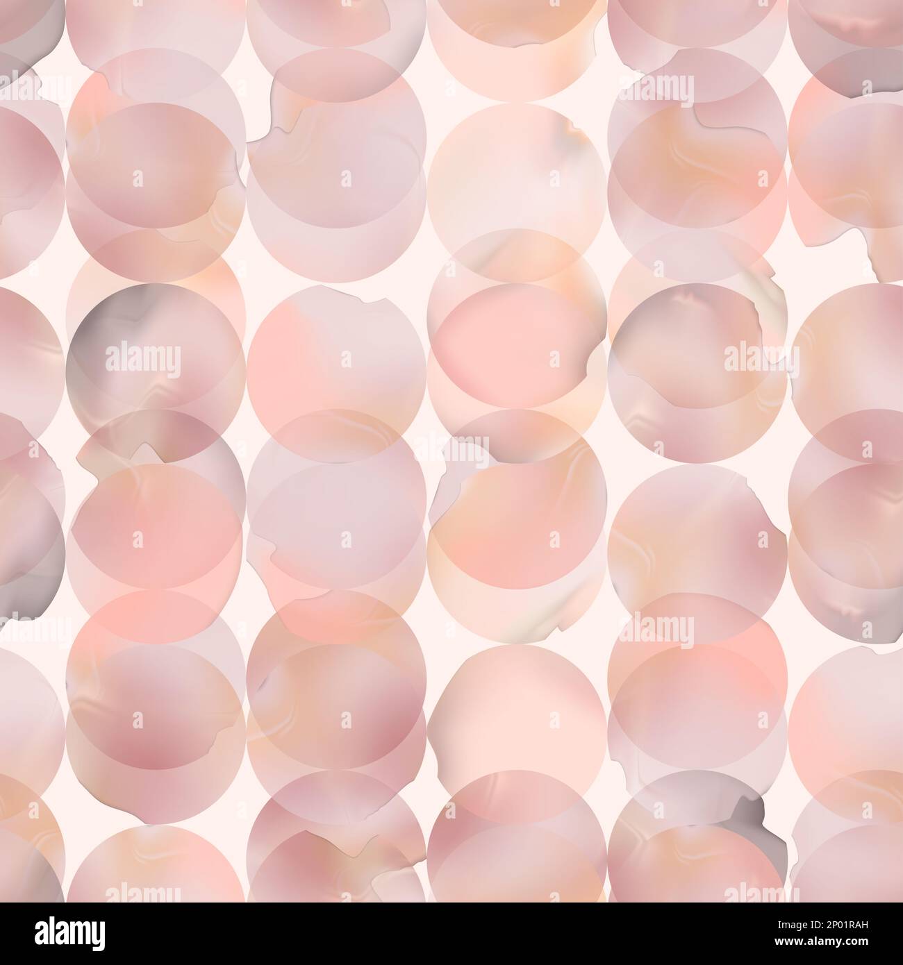 Vektorverlaufsgitter Aquarell Zeichnen überlappender runder Formen Nahtloses Muster in Pastellrosa. Stockfoto