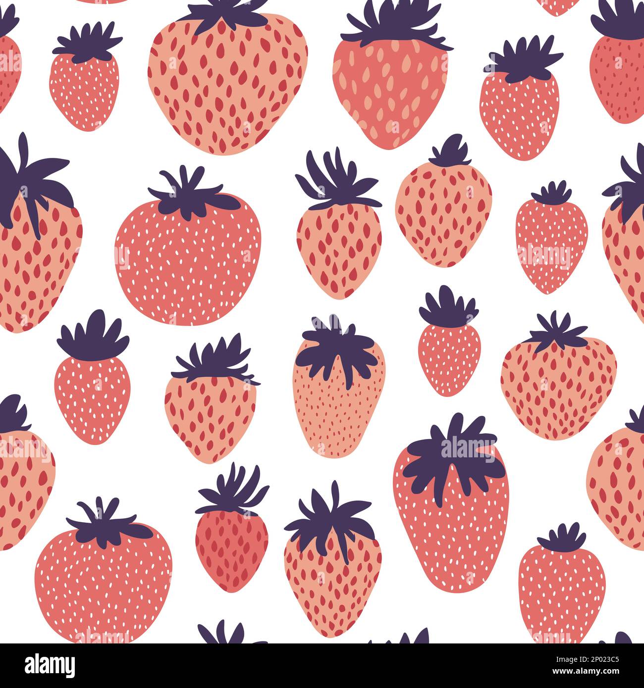 Vector Minimal Japanisches Süßes Erdbeermuster Stock Vektor