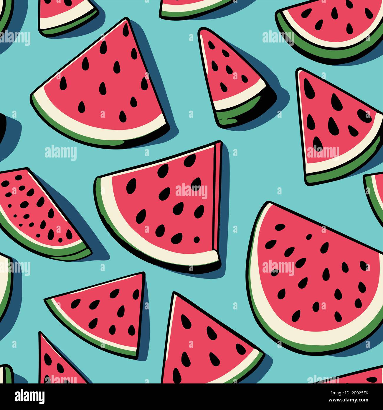 Vector Cute oder Comic Cartoon Wassermelone Nahtloses Muster für Produkte oder Geschenkpapierdrucke. Stock Vektor