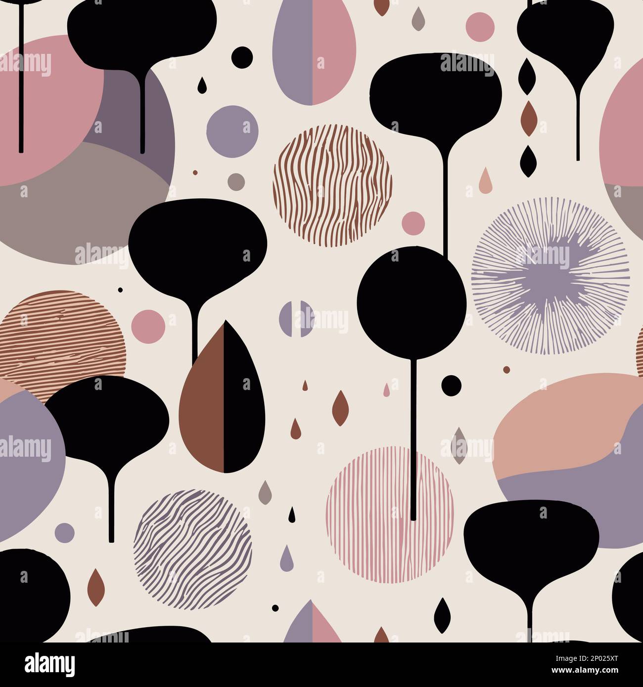 Vector Retro-gedämpft farbenfrohe, von Hand gezeichnete, abstrakte Collage Nahtloses Oberflächenmuster für Produkte oder Geschenkpapierdrucke. Stock Vektor