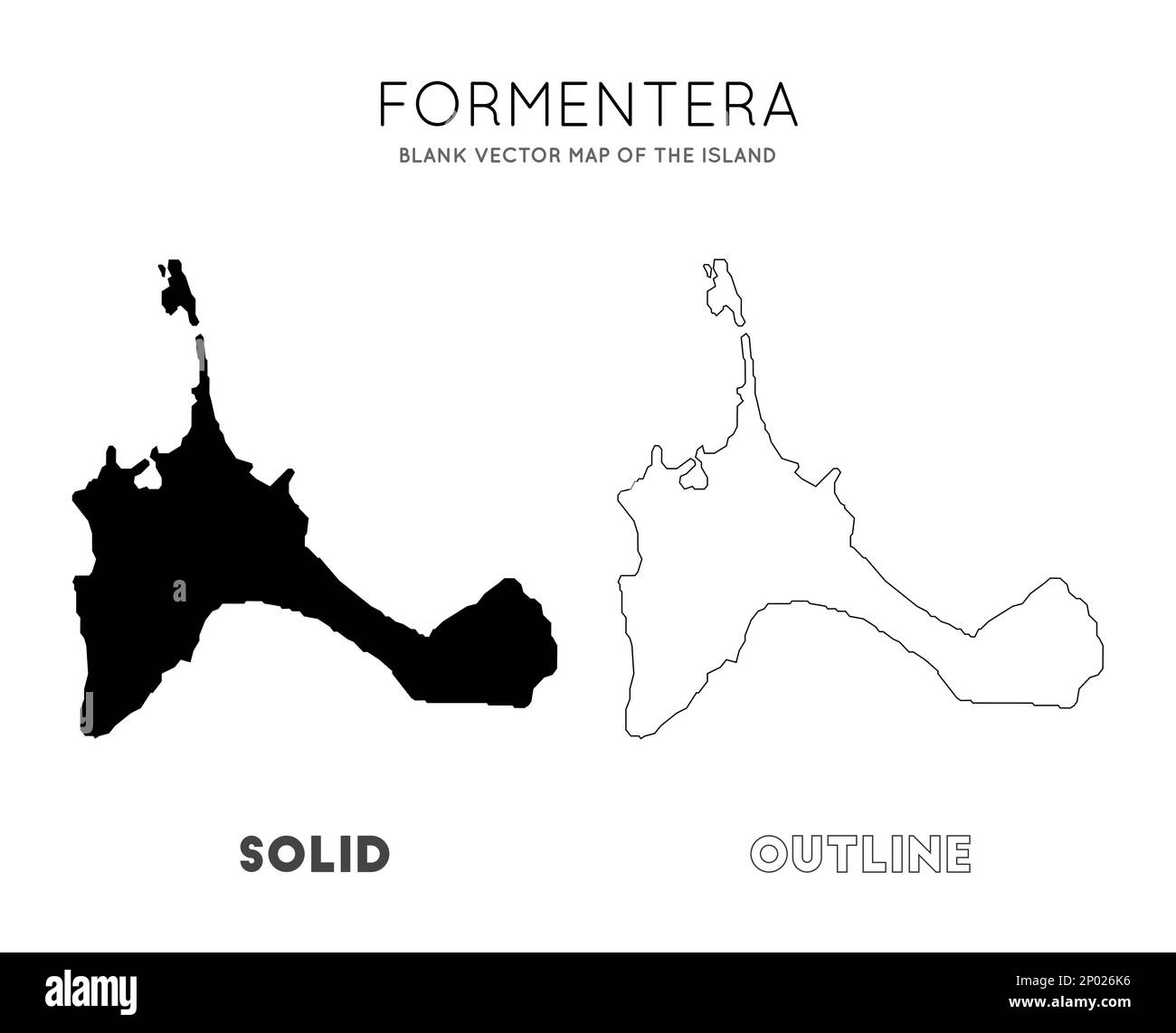 Formentera-Karte. Leere Vektorkarte der Insel. Grenzen von Formentera für Ihre Infografik. Vektorabbildung. Stock Vektor
