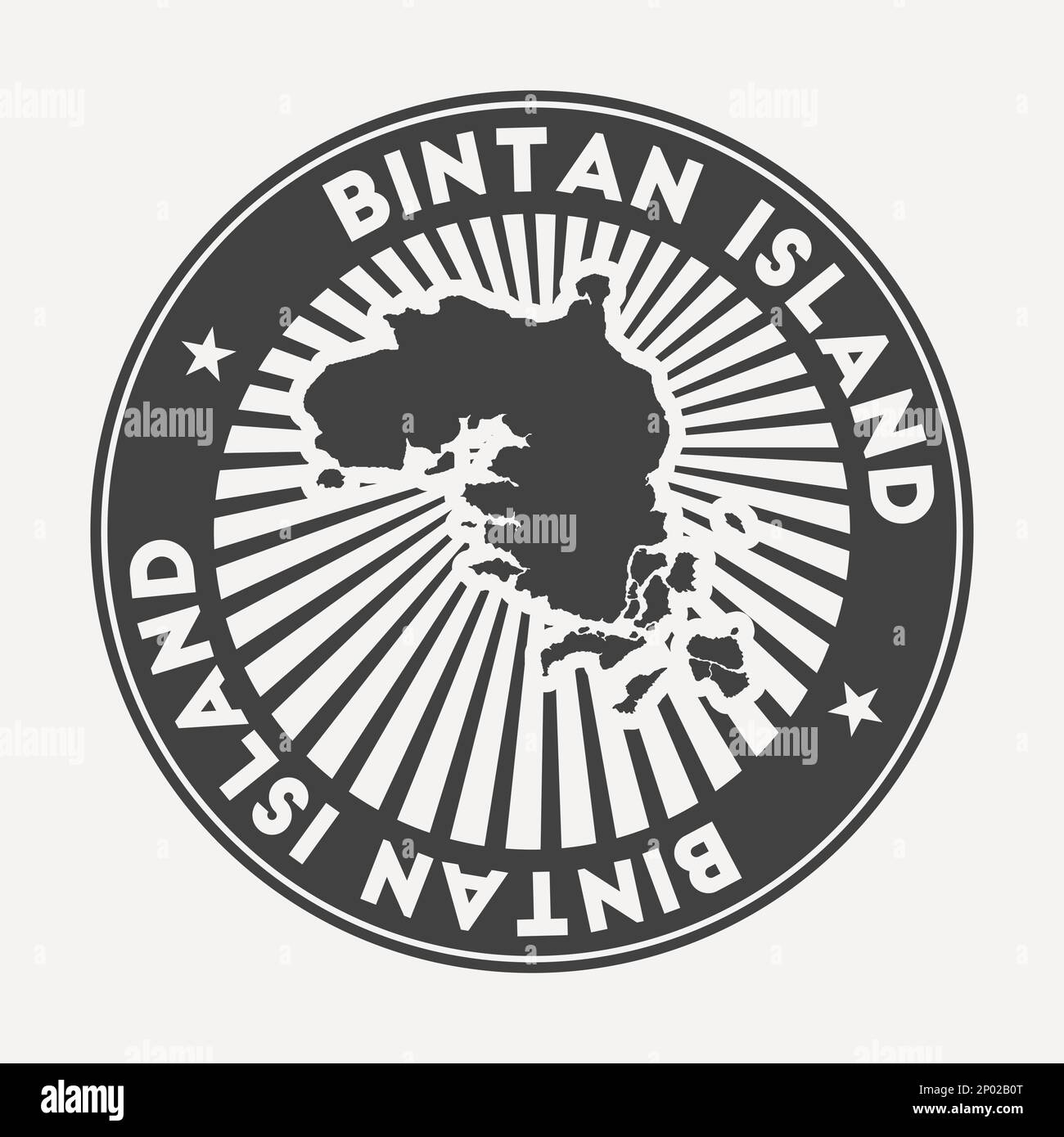 Rundes Logo von Bintan Island. Vintage-Reiseabzeichen mit kreisförmigem Namen und Karte, Vektordarstellung. Kann als Abzeichen, Logo, Label, Aufkleber verwendet werden Stock Vektor