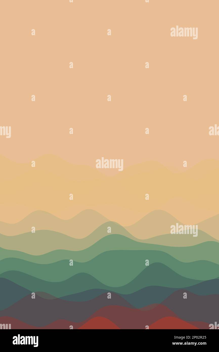 Deckblattvorlage. Seitenvorlage mit weichen Kurven in kontrastierenden Rot-, Grün- und Brauntönen. Stock Vektor