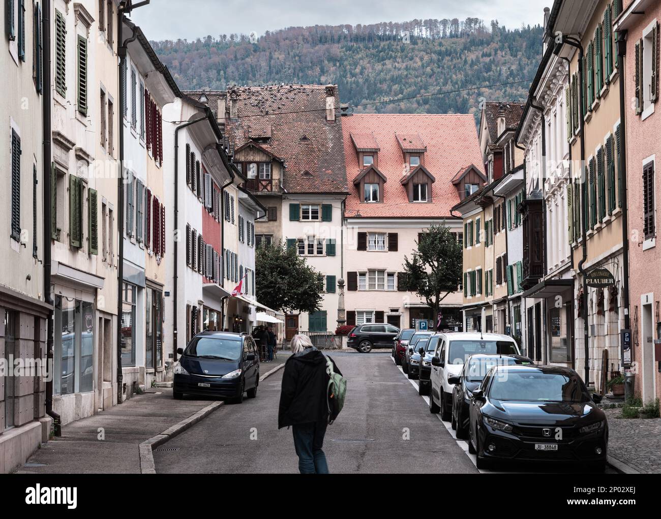 Delemont, Schweiz - 19. Oktober 2021: Delemont ist die Hauptstadt des schweizer Kantons Jura Stockfoto