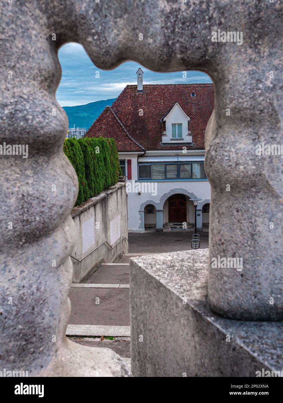 Delemont, Schweiz - 19. Oktober 2021: Delemont ist die Hauptstadt des schweizer Kantons Jura Stockfoto