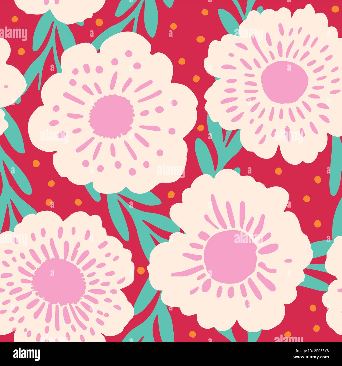 Vector Doodle Drawing Abstraktes florales nahtloses Oberflächenmuster für Produkte oder Geschenkpapierdrucke. Stock Vektor