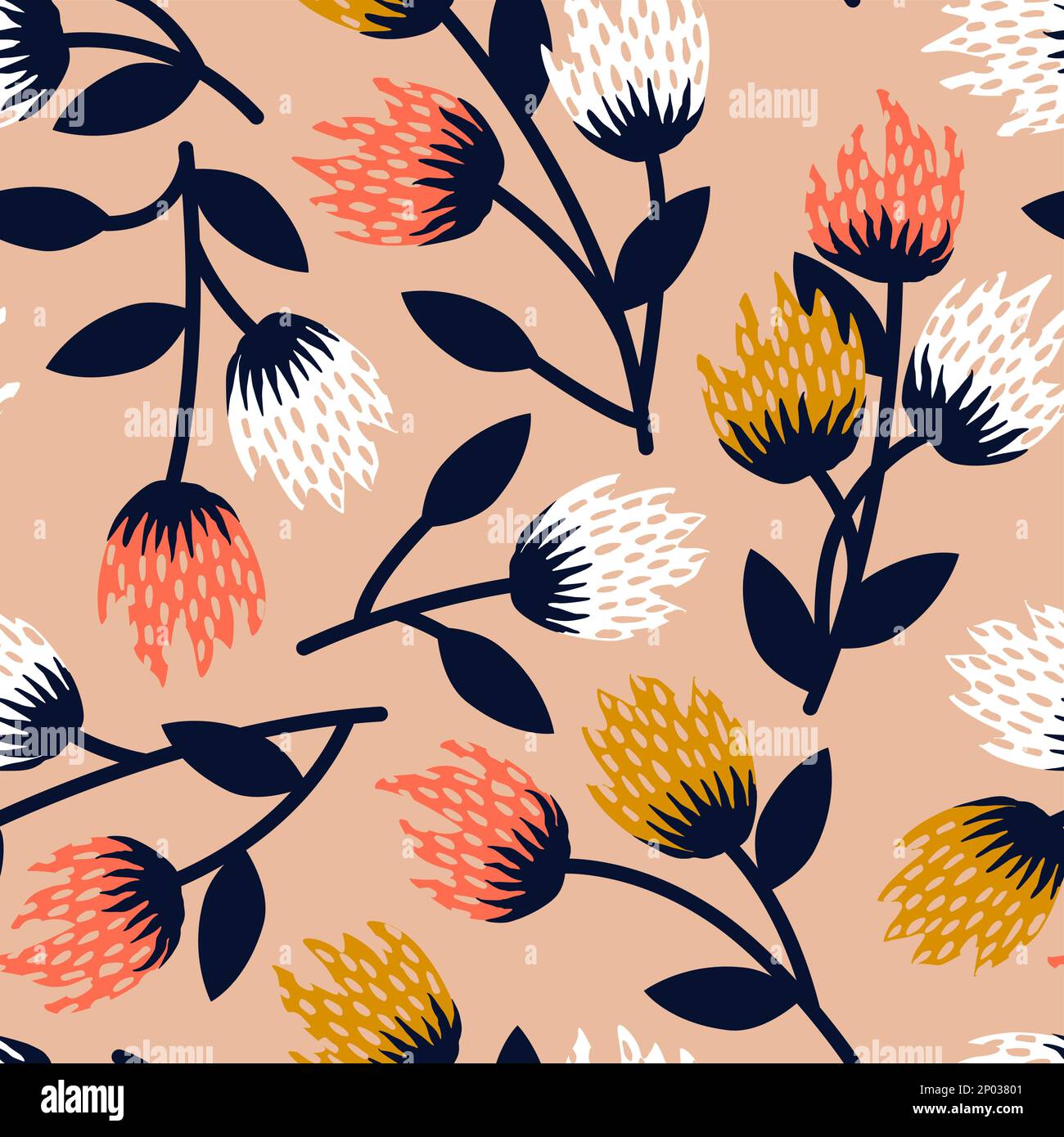 Vector Doodle Drawing Abstraktes florales nahtloses Oberflächenmuster für Produkte oder Geschenkpapierdrucke. Stock Vektor