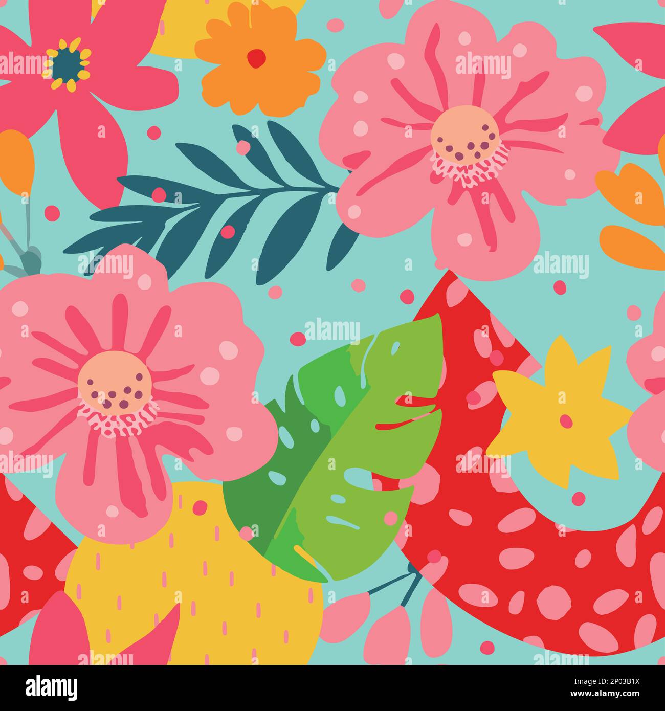 Vector Doodle Drawing Abstraktes florales nahtloses Oberflächenmuster für Produkte oder Geschenkpapierdrucke. Stock Vektor