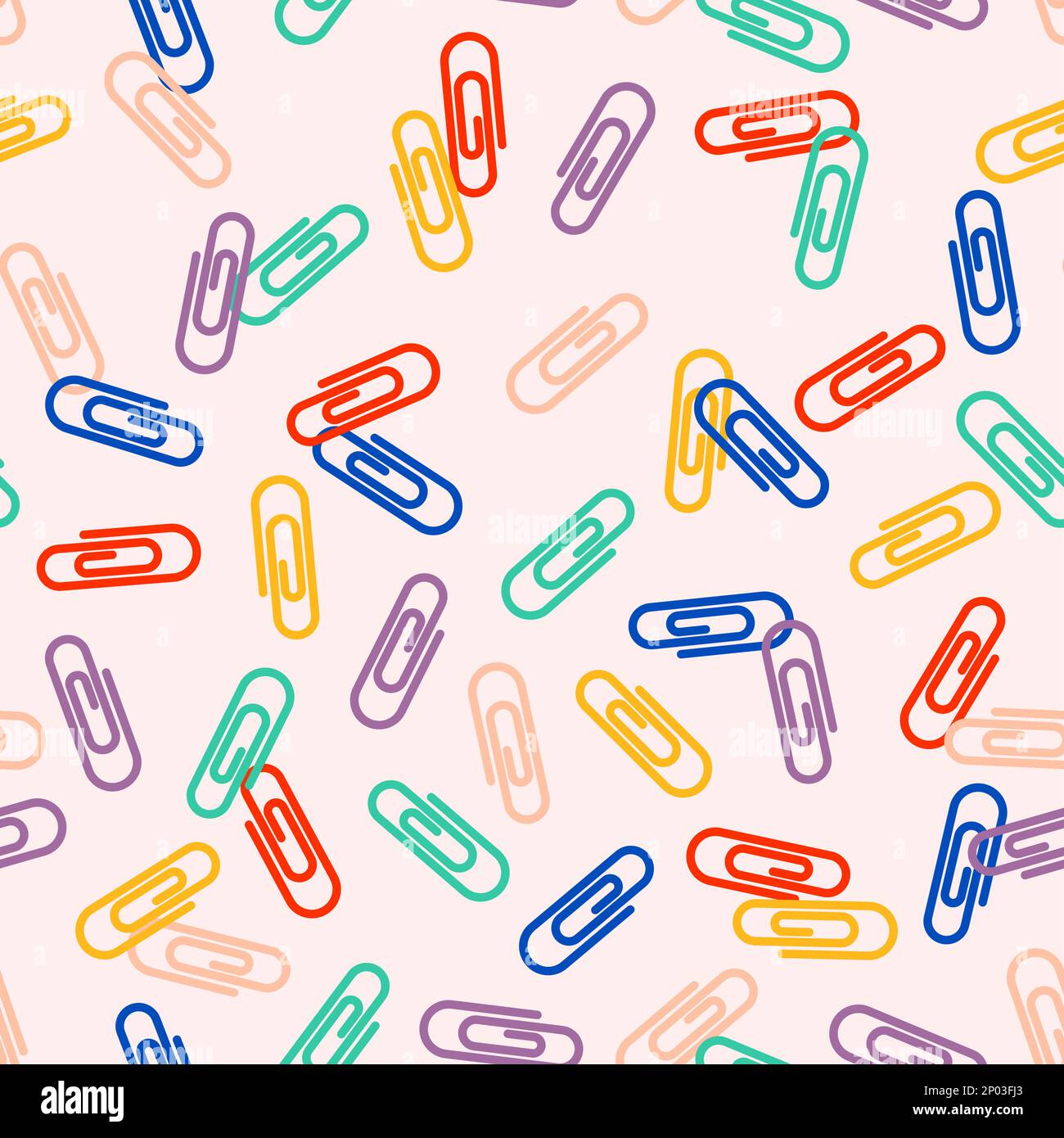 Vektor verstreut mehrfarbige Papierklammern nahtlose Oberflächenmuster für Produkte oder Geschenkpapierausdrucke. Stock Vektor