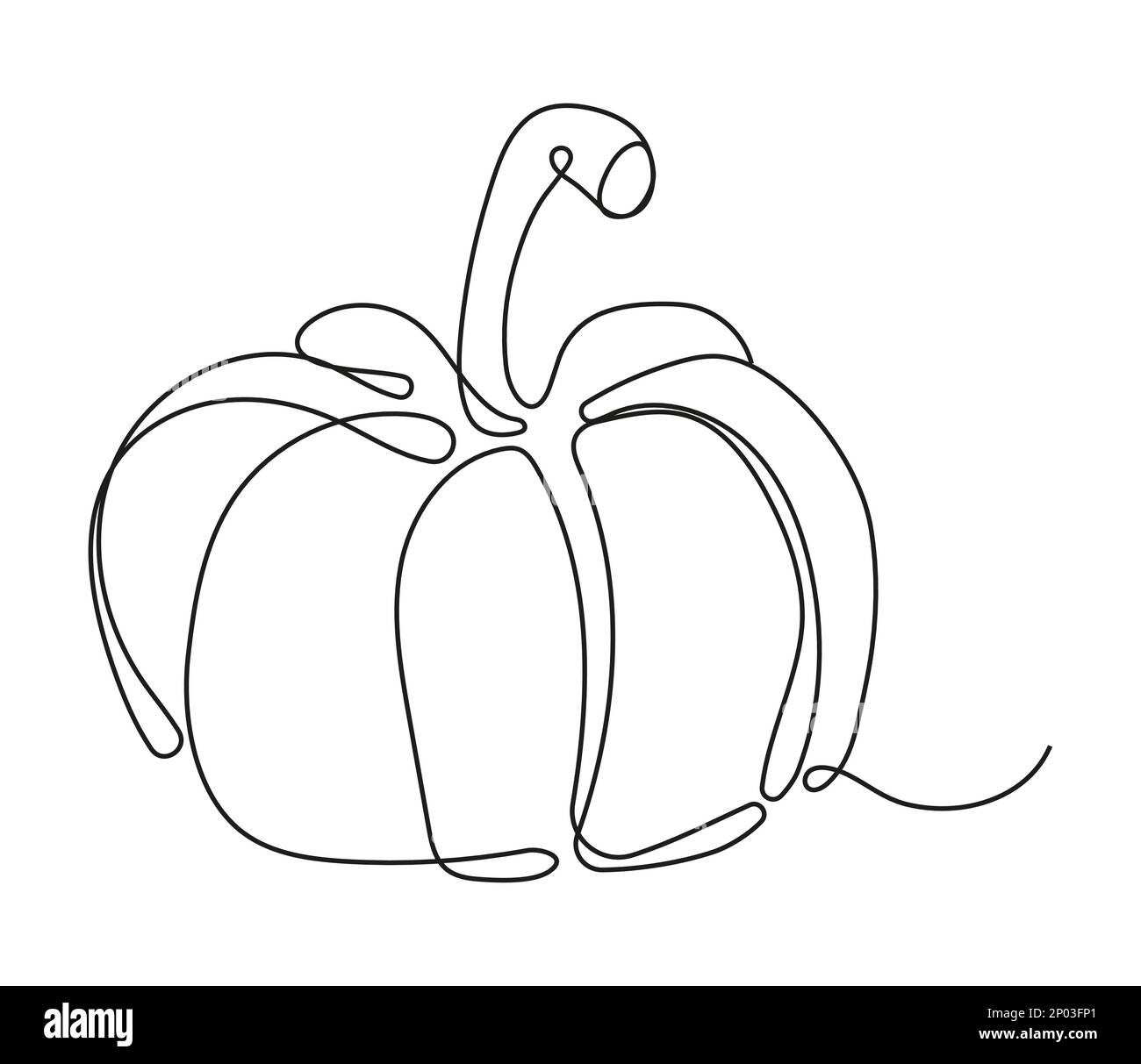 Online-Kürbissymbol. Kontinuierliches Obst und Gemüse. Natürliche, gesunde Lebensmittel für das Leben und Diäten. Illustration von Nutric Products im Skizzenstil. Stock Vektor