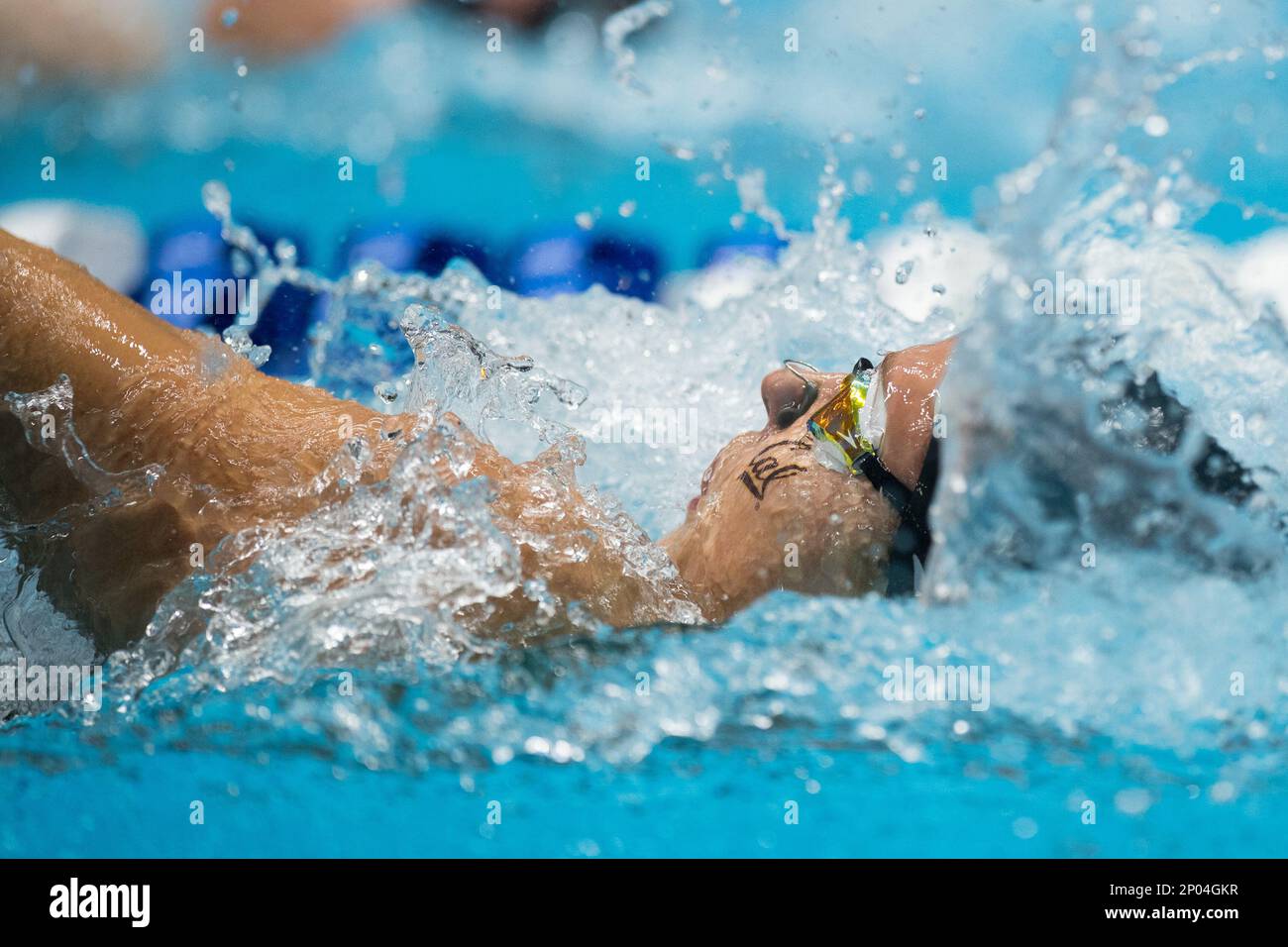 INDIANAPOLIS, IN - MARCH 18: California swimmer Kathleen Baker won the 200 Yard Backstroke with a time of 1:48.44 during the NCAA Women's Swimming and Diving Championships on March 18, 2017 at Indiana University Natatorium in Indianapolis, IN. (Photo by Zach Bolinger/Icon Sportswire) (Icon Sportswire via AP Images) Stockfoto