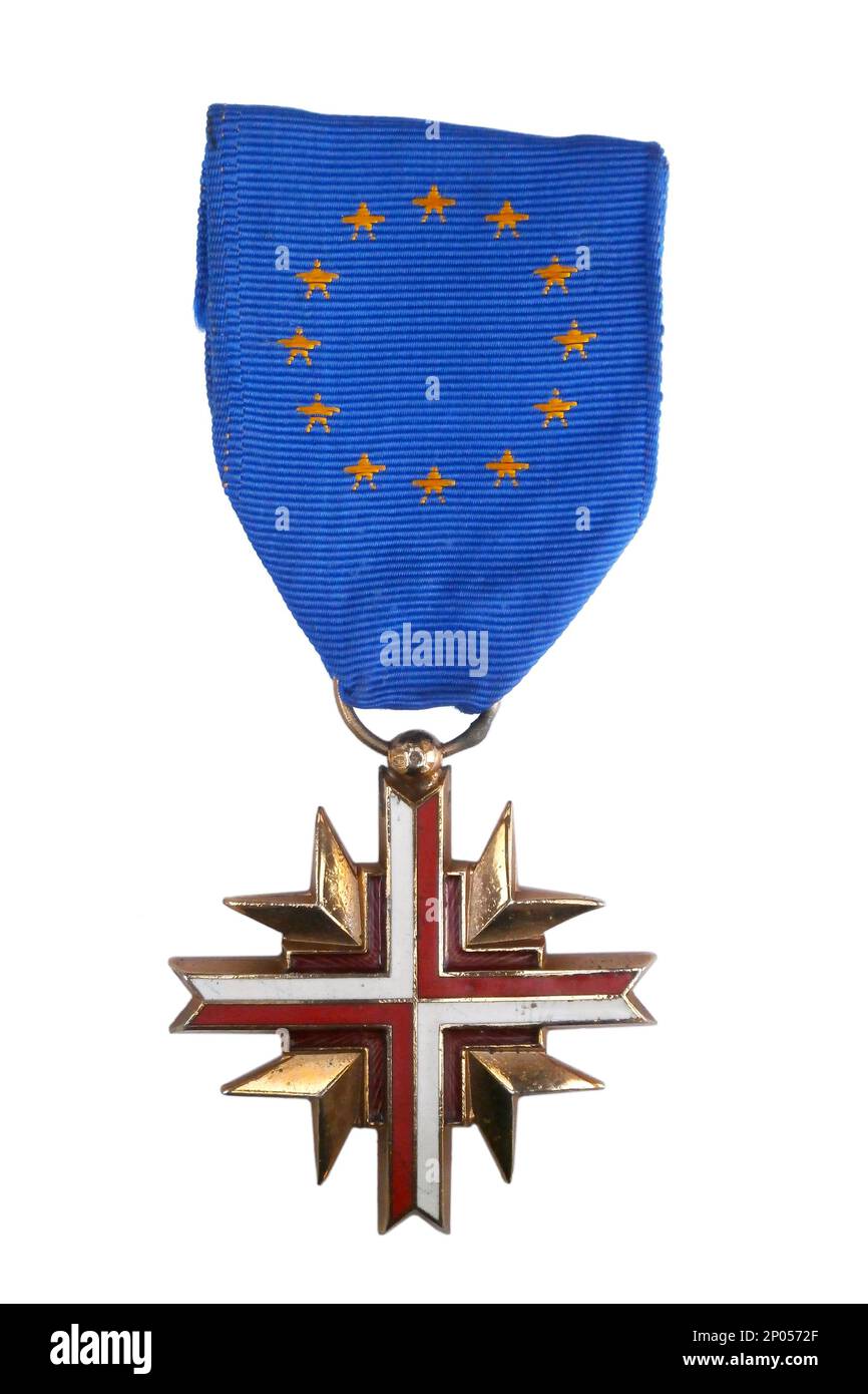 Das Croix du combattant de l’Europe (Englisch: Europäisches Combatant-Kreuz) ist eine Auszeichnung der Confédération Européenne des Anciens Combatta Stockfoto