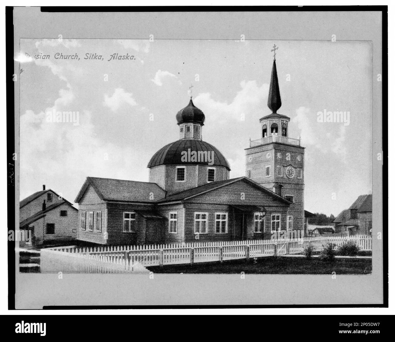 Russische Kirche, russische Kirche, Sitka, Alaska. Frank und Frances Carpenter Sammlung , orthodoxe Kirchen, Alaska, Sitka, 1890-1940, Vereinigte Staaten, Alaska, Sitka Stockfoto