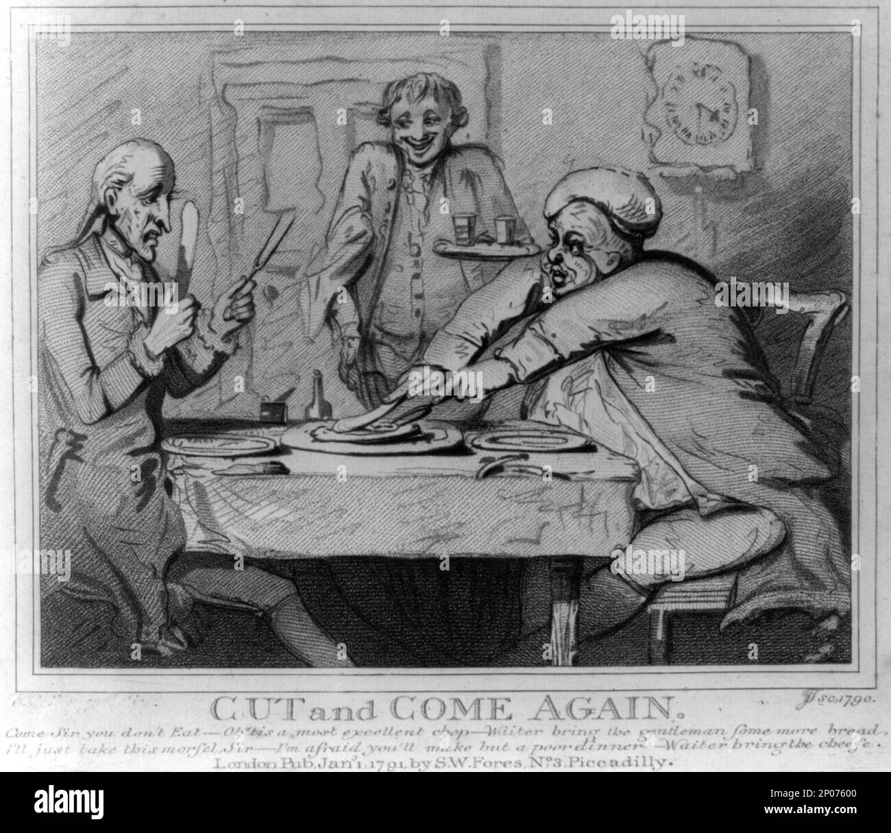 Schnitt und komm wieder, S. Collings, Delin. ; JT, sc., 1790.. British Cartoon Prints Collection Stockfoto