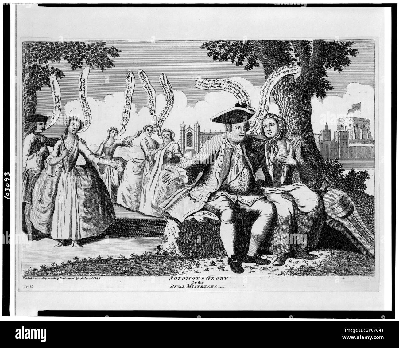 Salomons Glory oder die rivalisierenden Geliebten. Britische Cartoon-Sammlung. William Augustus, Prinz, Herzog von Cumberland, 1721-1765. , Courtship, 1740-1750. , Envy, 1740-1750. Stockfoto
