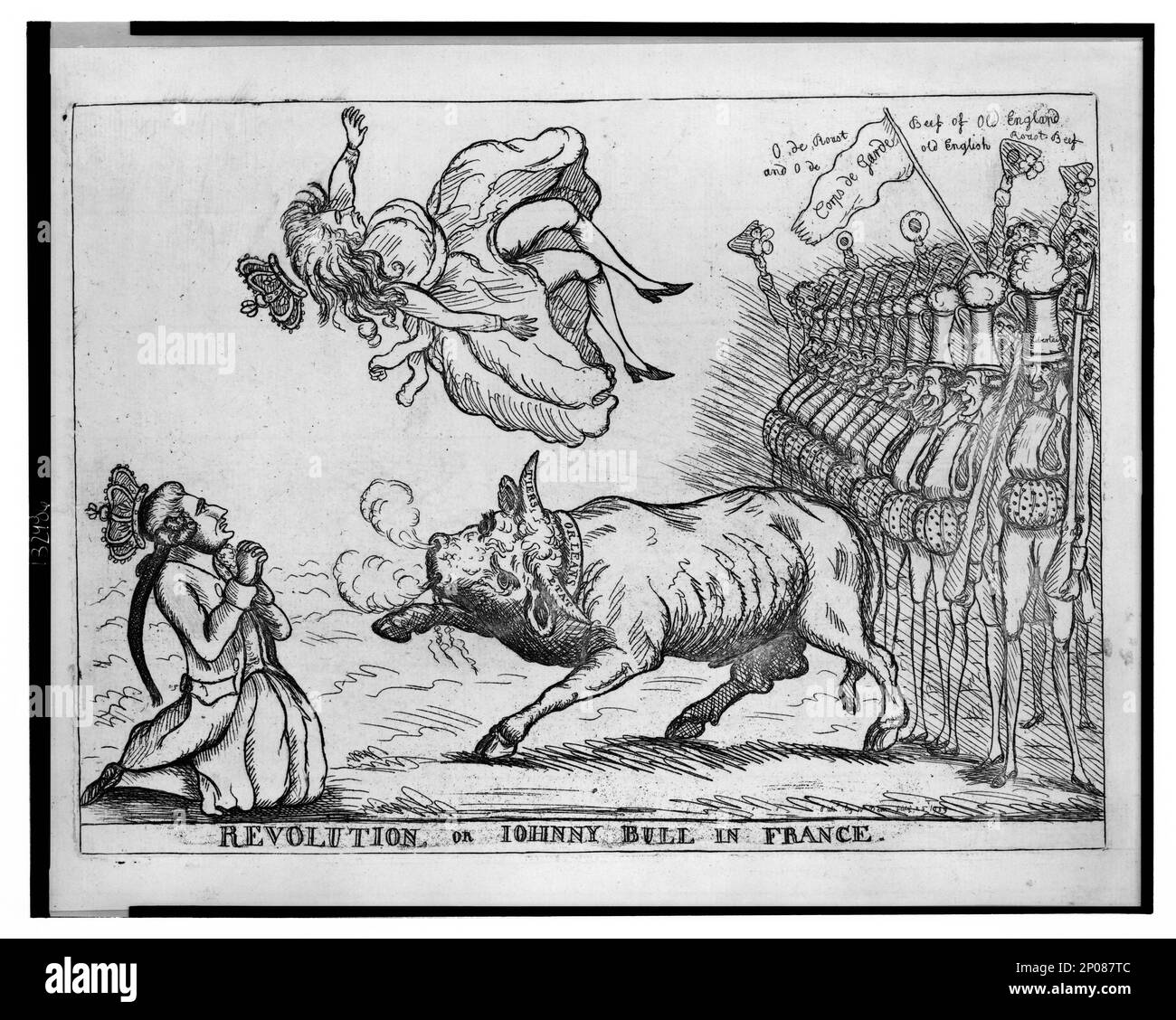 Revolution oder Johnny Bull in Frankreich. British Cartoon Prints Collection Orléans, Louis Philippe Joseph, duc d', 1747-1793. Marie Antoinette, Königin, Gemahlin von Ludwig XVI., König von Frankreich, 1755-1793. , Ludwig, XVI, König von Frankreich, 1754-1793. , Bulls, Frankreich, 1780-1790. , Lineale,Frankreich,1780-1790. , Wachen, Frankreich, 1780-1790. , Liberty, Frankreich, 1780-1790. Stockfoto