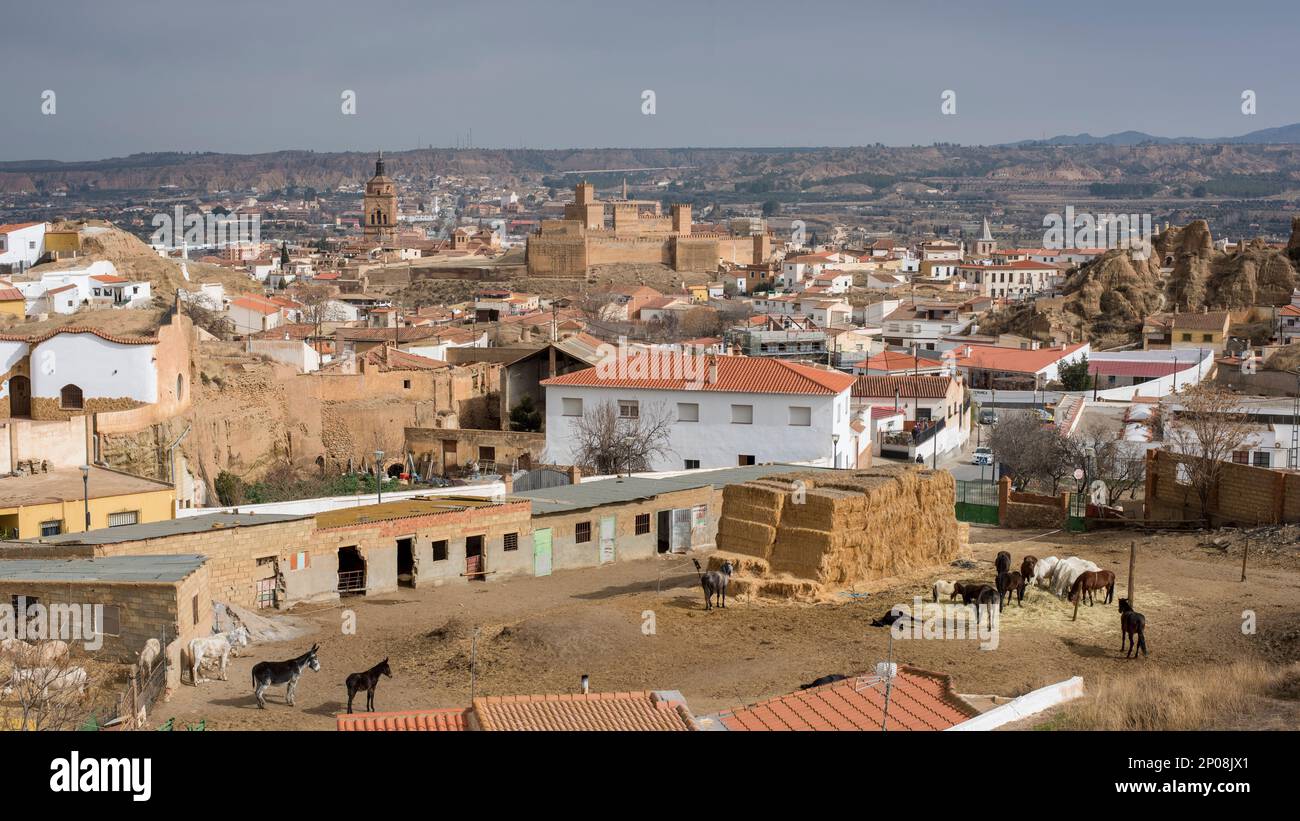 Vista de la ciudad de Guadix desde un mirador, Granada, España Stockfoto