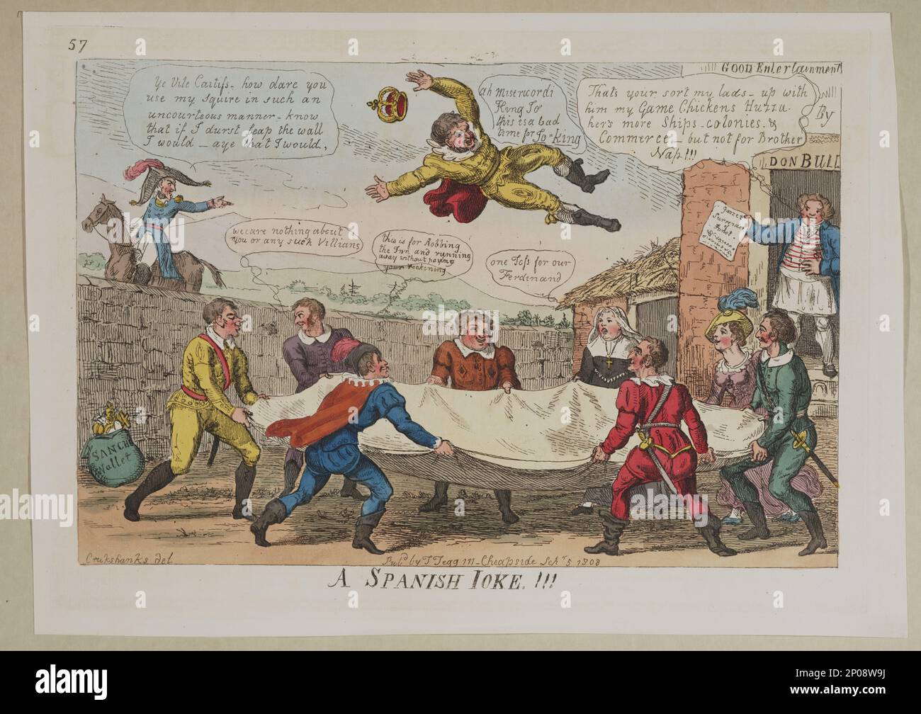 Ein spanischer Witz!!! Cruikshank, del... British Cartoon Prints Collection Joseph Bonaparte, König von Spanien, 1768-1844. , Halbinselkrieg, 1807-1814. Stockfoto