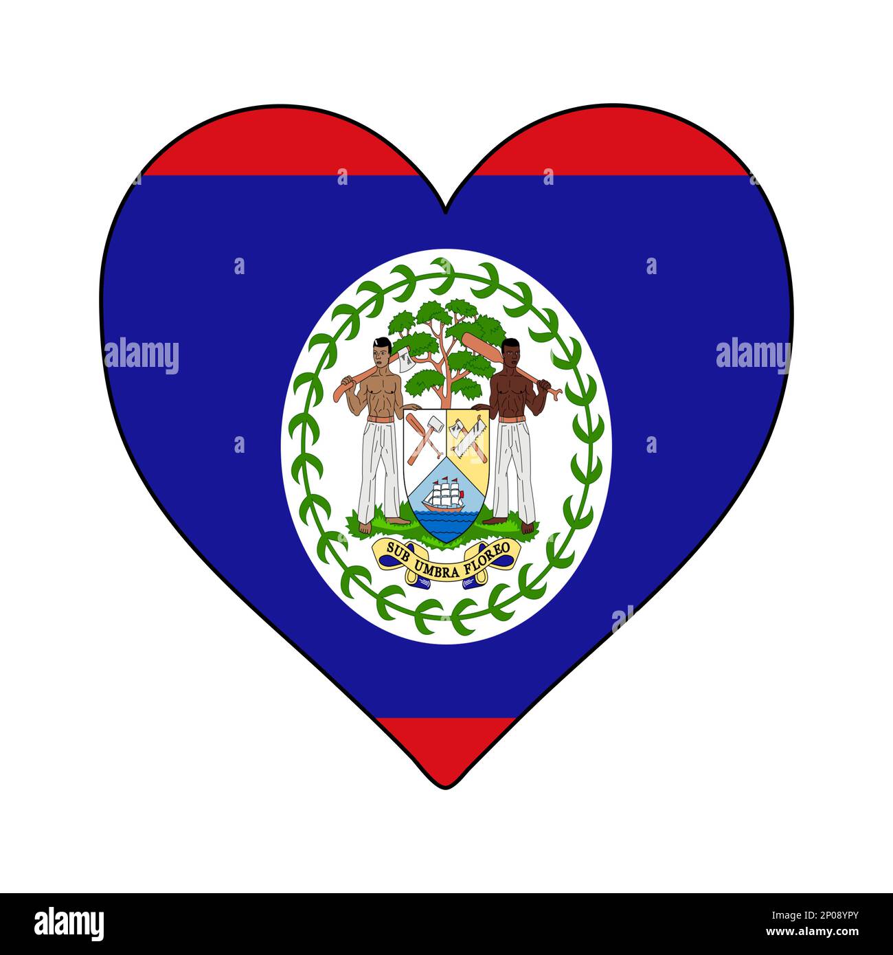 Belize Herzform-Flagge. Ich Liebe Belize. Besuchen Sie Belize. Mittelamerika. Lateinamerika. Grafische Konstruktion Von Vektordarstellungen. Stock Vektor