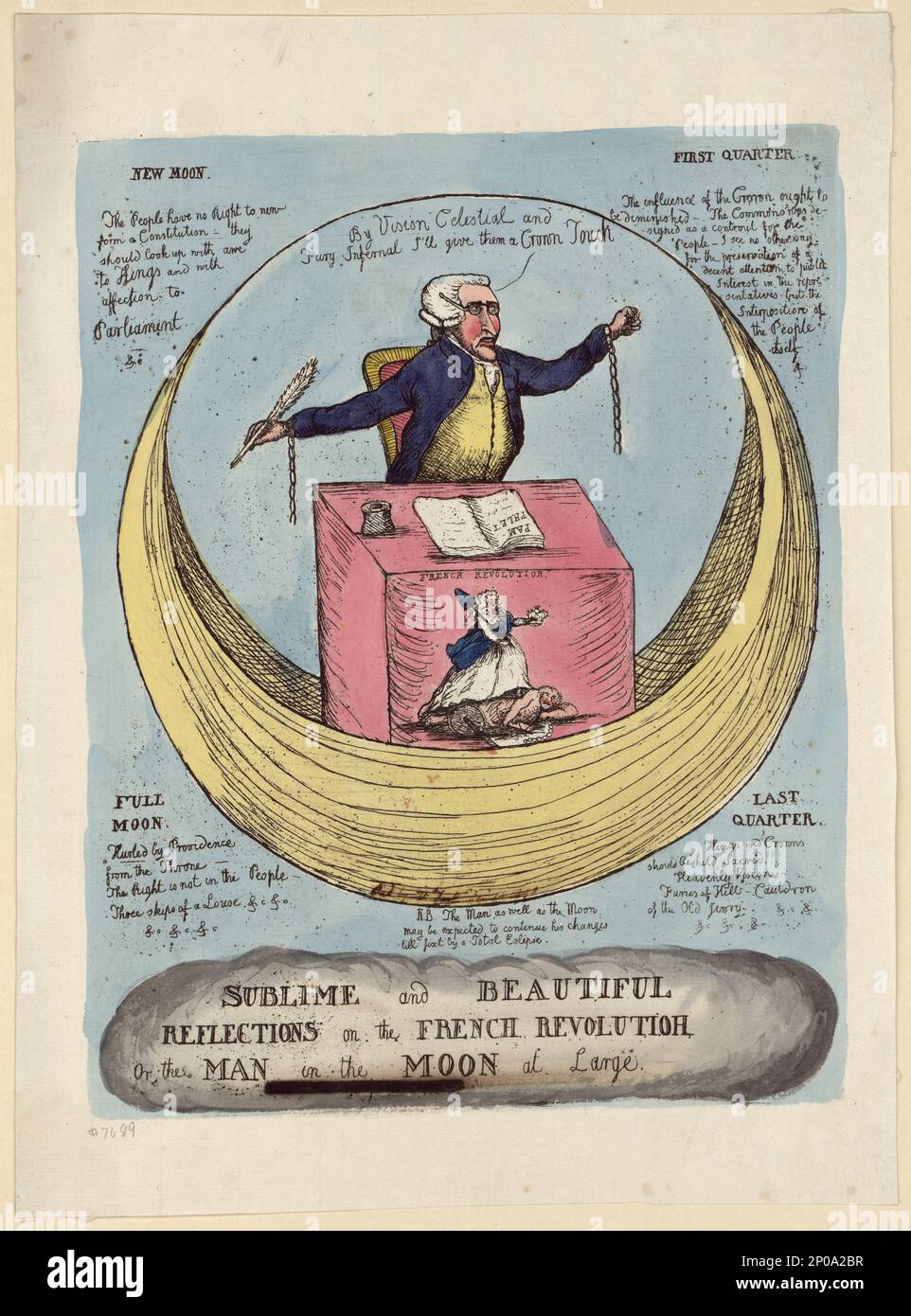 Erhabene und schöne Reflexionen über die französische Revolution oder den Mann im Mond auf freiem Fuß. British Cartoon Prints Collection Burke, Edmund, 1729-1797. , Frankreich, Geschichte, Revolution, 1789-1799. , Mond, 1790. Stockfoto