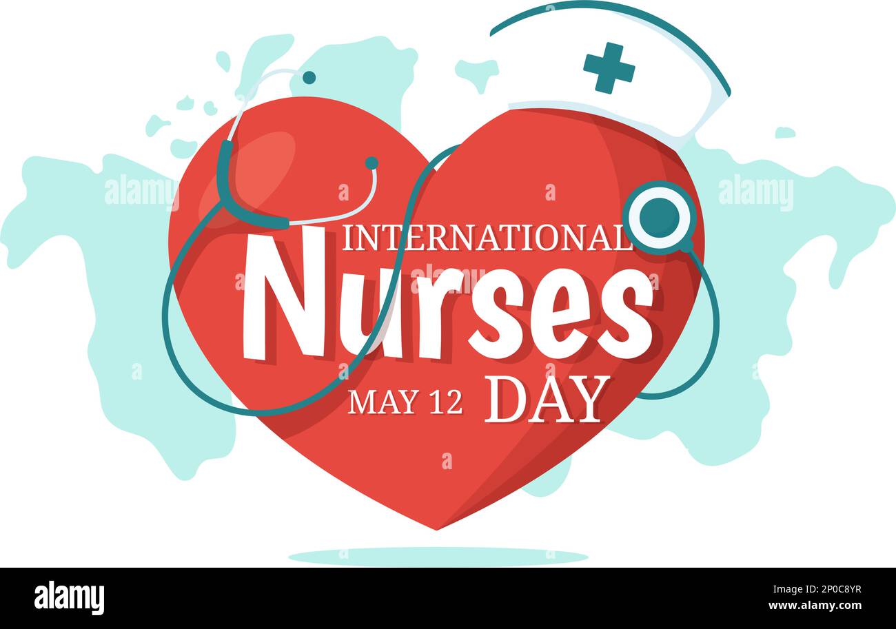 Internationaler Schwesterntag am 12. Mai Illustration für Beiträge der Krankenschwester zur Gesellschaft in einem flachen Cartoon, handgezeichnet für Landing-Page-Vorlagen Stock Vektor