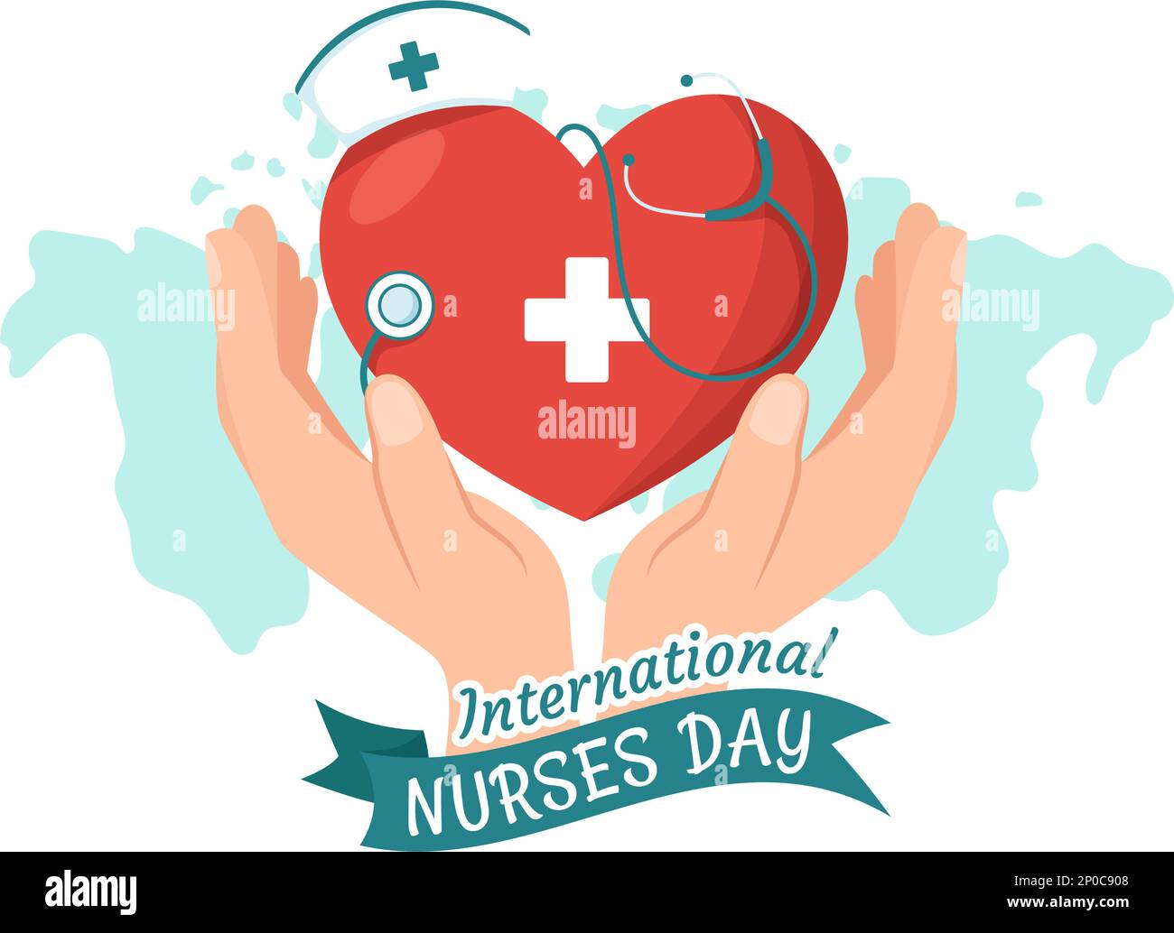 Internationaler Schwesterntag am 12. Mai Illustration für Beiträge der Krankenschwester zur Gesellschaft in einem flachen Cartoon, handgezeichnet für Landing-Page-Vorlagen Stock Vektor