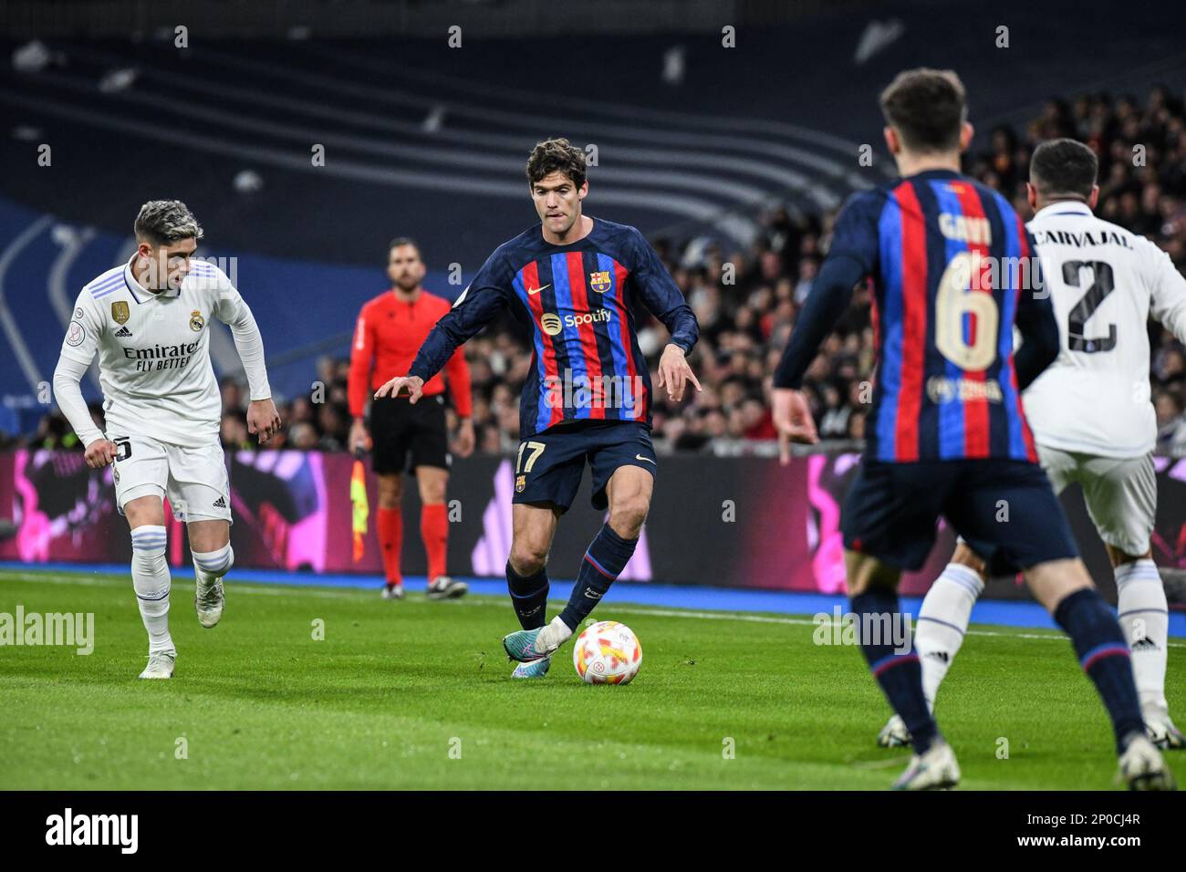 MADRID, SPANIEN - MÄRZ 2: Copa Del Rey Match zwischen dem FC Barcelona und dem Real Madrid CF im Santiago Bernabéu Stadion am 2. März 2023 in Madrid, Spanien. (Foto: Sara Aribó/PxImages) Stockfoto