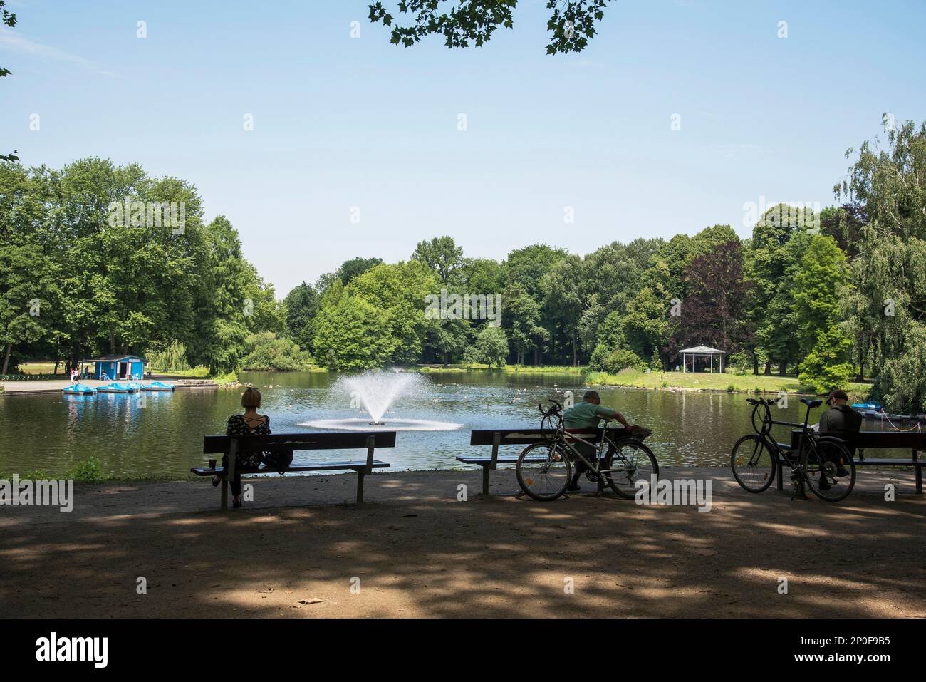 Wasserteich, Fredenbaumpark, Dortmund, Ruhrgebiet, Nordrhein-Westfalen, Deutschland Stockfoto