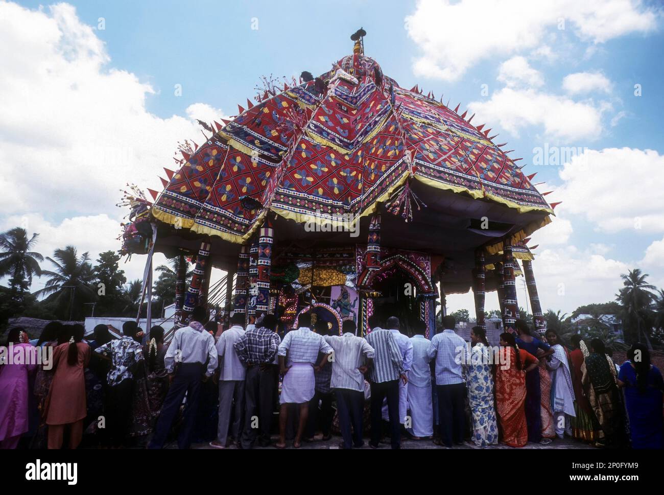 Größtes Tempelwaggon- oder Autofestival in Thiruvarur, Tamil Nadu, Indien, Asien Stockfoto