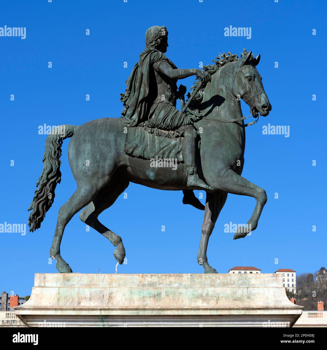 Berühmte Statue von Louis XIV in Lyon, Frankreich Stockfoto