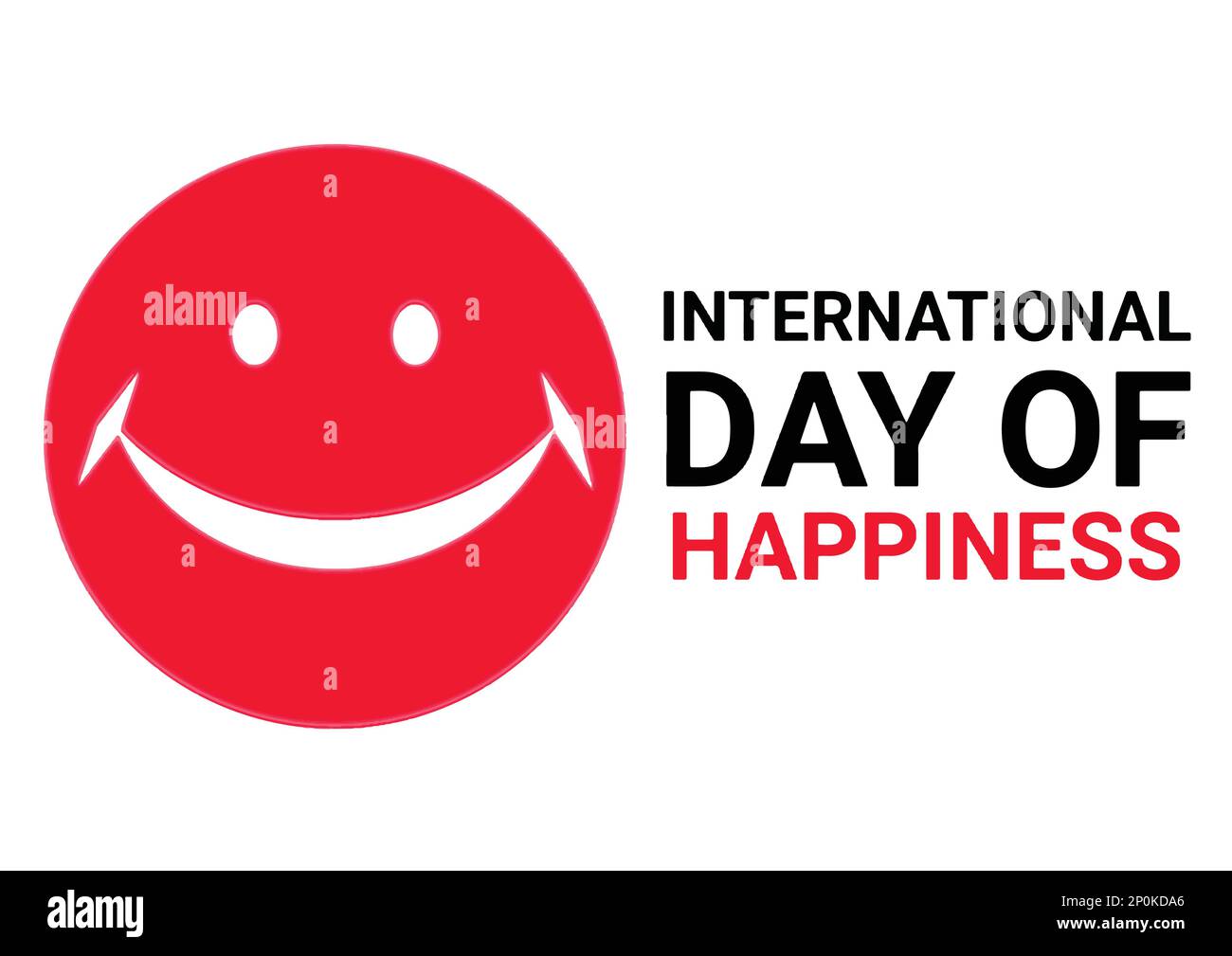 Internationaler Tag Des Glücks. Vektordarstellung. Rotes Smiley auf weißem Hintergrund. Stock Vektor