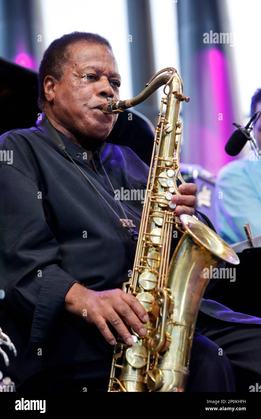 Festival Jazz in Juan d'Antibes Juan les Pins (06), 2017. Juli 18 : der Saxophonist Wayne Shorter - Foto von Lantonin/Andia.fr Stockfoto