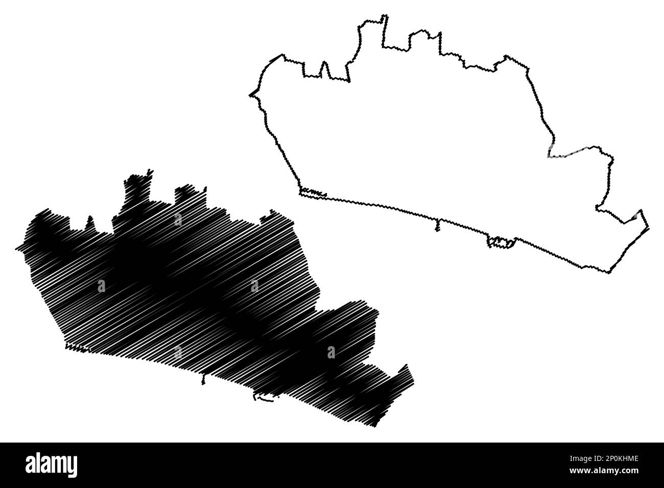 Brighton and Hove City and Unitary Authority (Vereinigtes Königreich Großbritannien und Nordirland, Ceremonial County East Sussex, England) Kartenvektor Stock Vektor