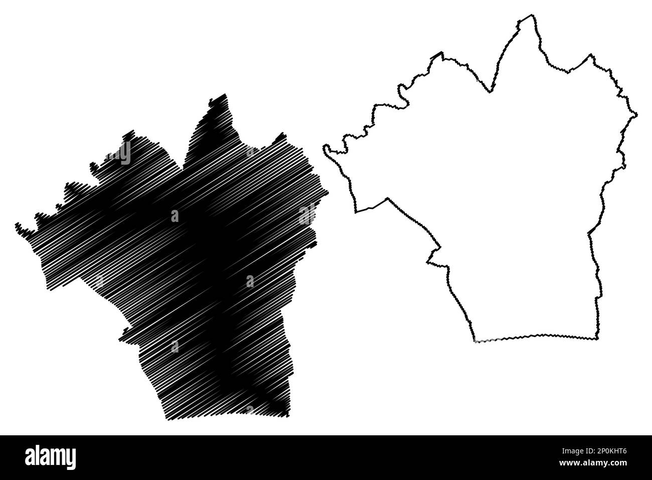 Brentwood nicht-Metropolregion, Borough (Vereinigtes Königreich von Großbritannien und Nordirland, zeremonielle Grafschaft Essex, England) Kartenvektor illus Stock Vektor