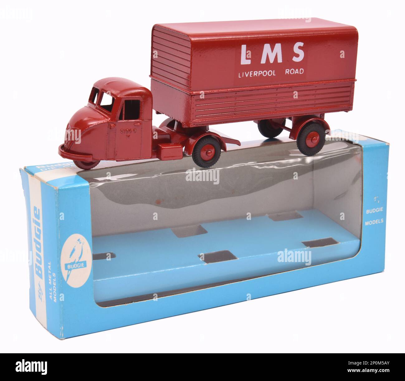 Die-CAST für Kinder Scammell Scarab 3 Wheeler LMS Eisenbahnwagen von Budgie Toys Stockfoto