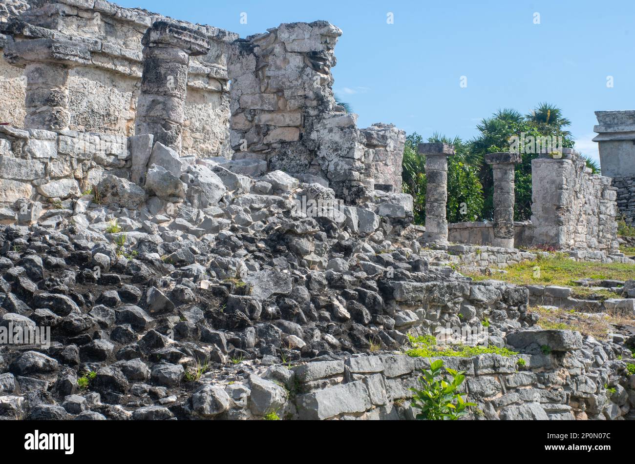 Ruinen des Maya-Tempels Tulum Mexico Stockfoto