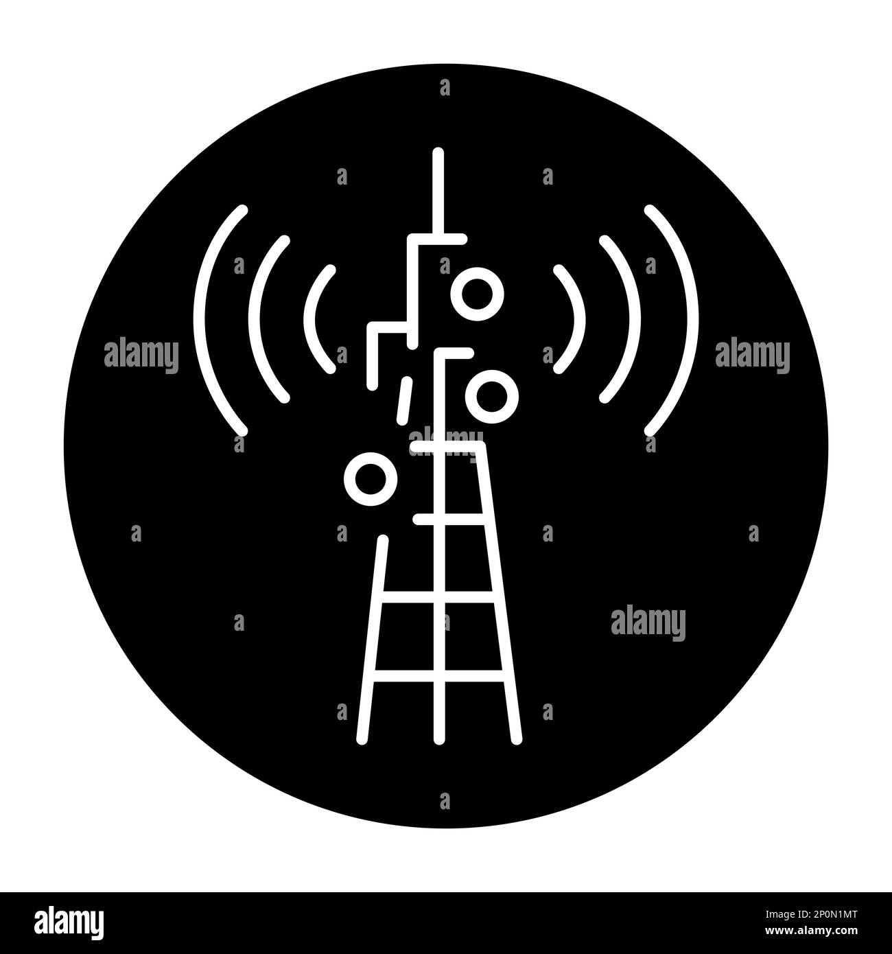 Symbol für die schwarze Linie der Sendung. Getriebeturm. Piktogramm für Webseite. Stock Vektor