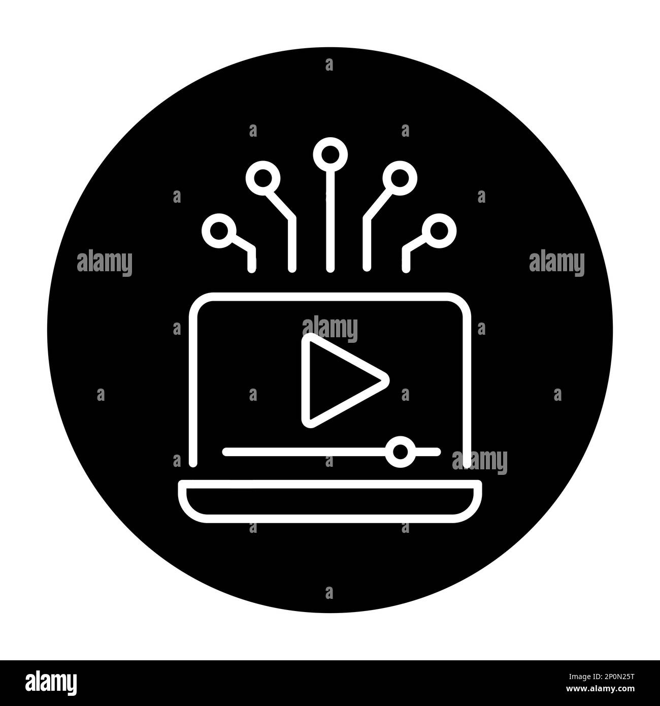 Symbol für die schwarze Linie des Streaming-Dienstes. Online-Werbeaktion. Piktogramm für Webseite. Stock Vektor