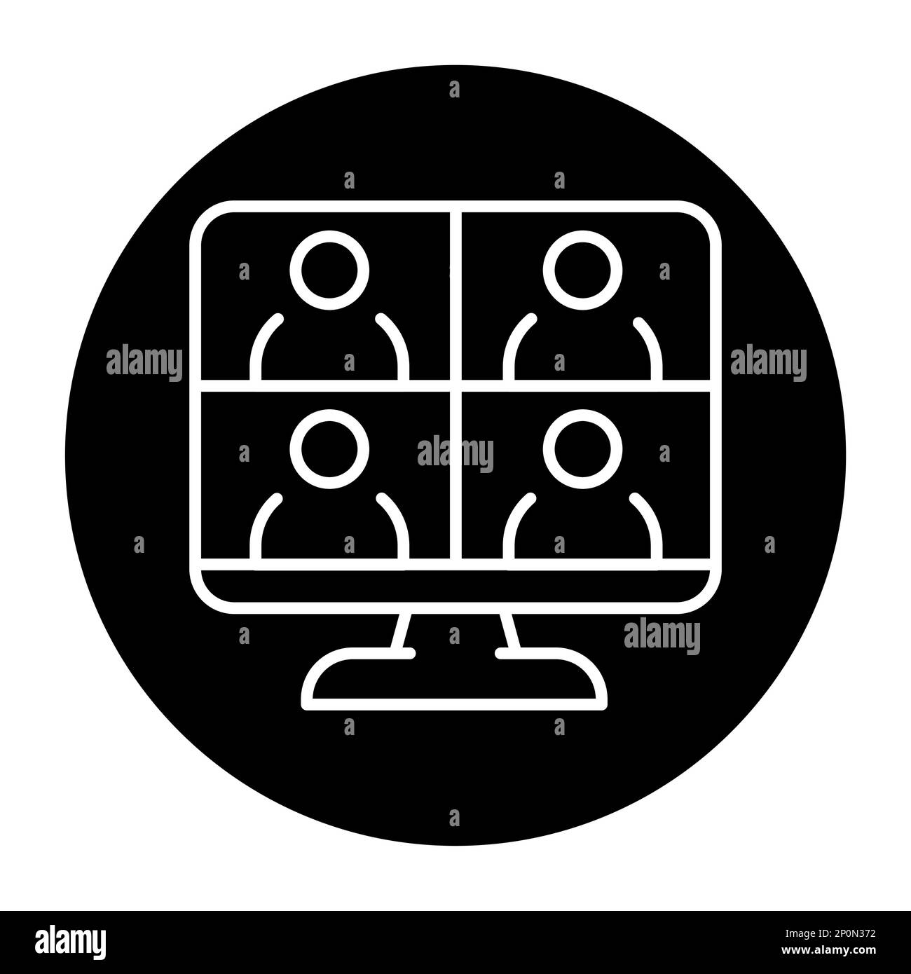 Schwarzes Symbol für Online-Meetings. Getriebeturm. Piktogramm für Webseite. Stock Vektor
