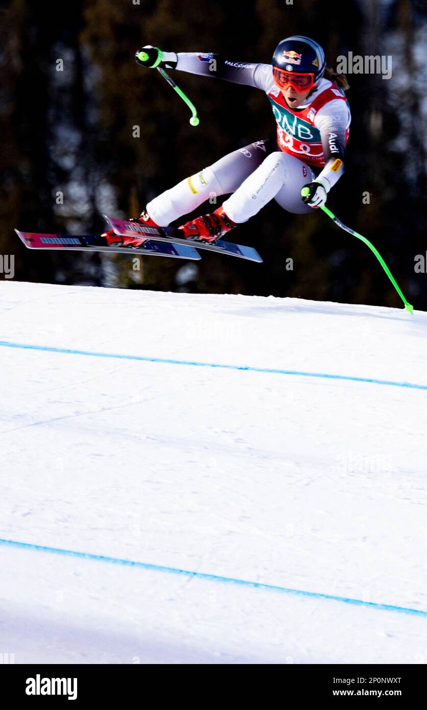 Kvitfjell 20230302. Sofia Goggia (ITA) während des Abwärtstrainings der Damen im Vorfeld der alpinen Weltmeisterschaftsrennen in Kvitfjell. Foto: Geir Olsen / NTB Stockfoto